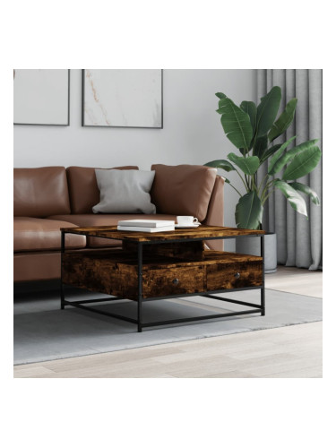 Sonata H Кафе маса, опушен дъб, 80x80x45 см, инженерно дърво