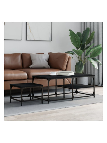 Sonata H Стифиращи кафе маси, 2 бр, черни, инженерно дърво