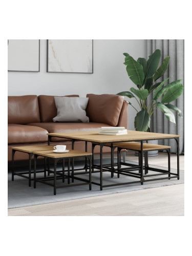 Sonata H Стифиращи кафе маси, 5 бр, сонома дъб, инженерно дърво