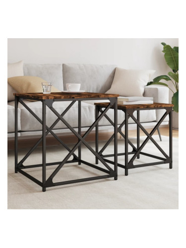 Sonata H Стифиращи кафе маси, 2 бр, опушен дъб, инженерно дърво