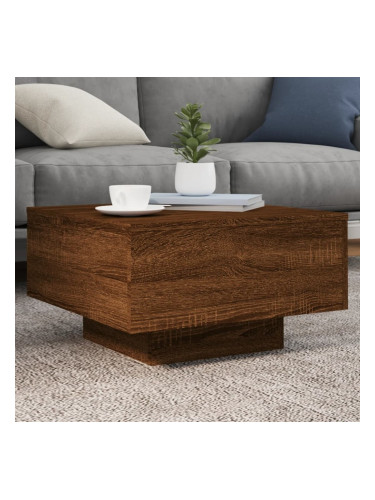 Sonata H Маса за кафе с LED осветление, кафяв дъб, 55x55x31 см