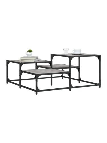 Sonata H Кафе маса, сив сонома, 87,5x87,5x40 см, инженерно дърво