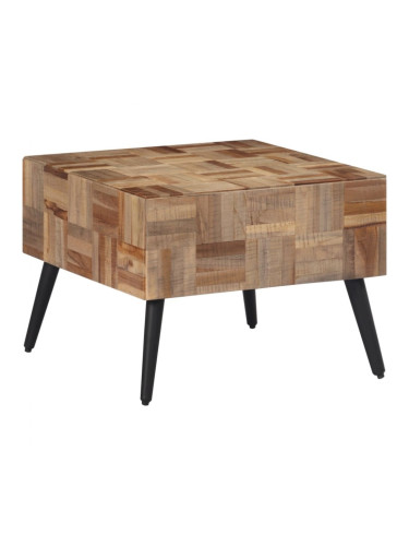 Sonata H Маса за кафе сива 55x55x40 см масивно регенерирано тиково дърво