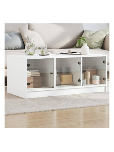 Sonata H Маса за кафе със стъклени врати, бяла, 102x50x42 см