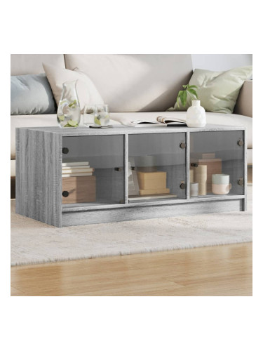 Sonata H Маса за кафе със стъклени врати, сив сонома, 102x50x42 см