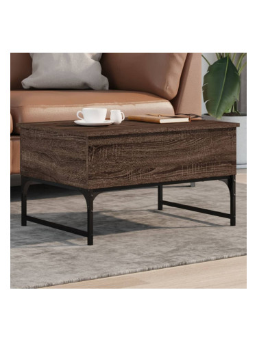 Sonata H Кафе маса, кафяв дъб, 70x50x40 см, инженерно дърво и метал