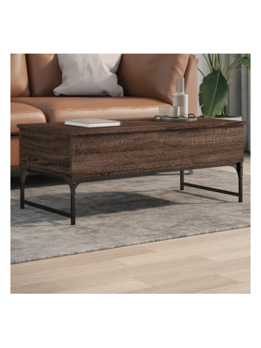 Sonata H Кафе маса, кафяв дъб, 100x50x40 см, инженерно дърво и метал