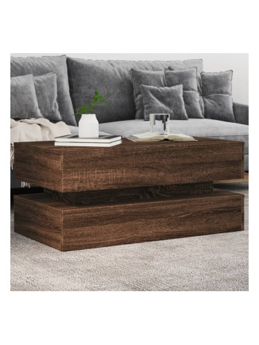 Sonata H Маса за кафе с LED осветление, кафяв дъб, 90x50x40 см