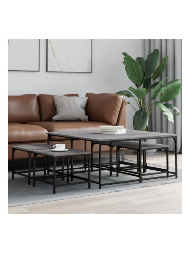 Sonata H Стифиращи кафе маси, 5 бр, сив сонома, инженерно дърво