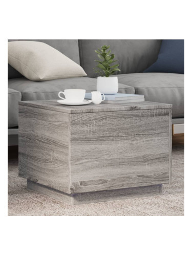 Sonata H Маса за кафе с LED осветление, сив сонома, 50x50x40 см