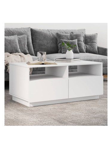 Sonata H Маса за кафе с LED осветление, бяла, 90x49x40 см