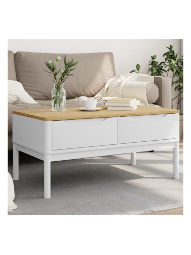 Sonata H Кафе маса FLORO, бяла, 99x55,5x45 см, борово дърво масив