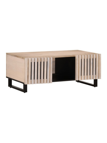 Sonata H Маса за кафе, бял, 100x55x40 см, масивно мангово дърво