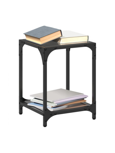 Sonata H Маси за кафе с черен стъклен плот 2 бр 30x30x40 см стомана