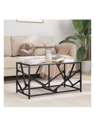 Sonata H Маса за кафе с черен стъклен плот 78,5x40x41 см стомана