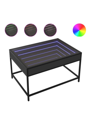 Sonata H Маса за кафе с Infinity LED черна 70x50x41 см