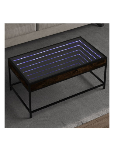 Sonata H Маса за кафе с Infinity LED, опушен дъб, 90x50x41 см