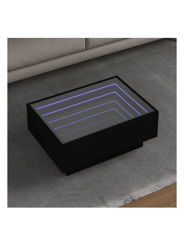 Sonata H Маса за кафе с LED, черна, 70x50x30 см, инженерно дърво