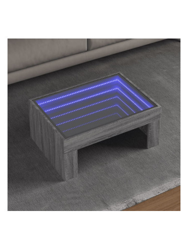 Sonata H Маса за кафе с Infinity LED, сив сонома, 70x50x30 см