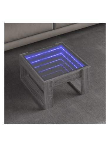 Sonata H Маса за кафе с Infinity LED, сив сонома, 50x53x30 см