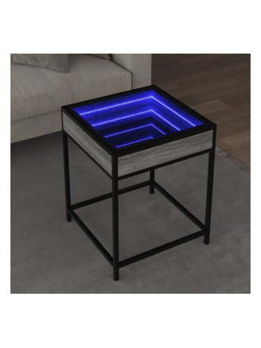 Sonata H Маса за кафе с Infinity LED, сив сонома, 40x40x51 см