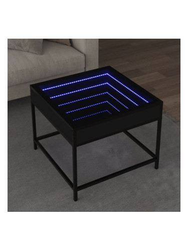 Sonata H Маса за кафе с Infinity LED черна 50x50x41 см