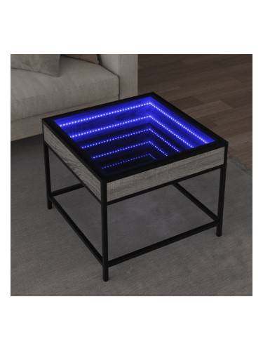 Sonata H Маса за кафе с Infinity LED, сив сонома, 50x50x41 см