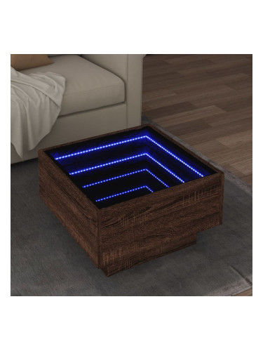 Sonata H Маса за кафе с LED, кафяв дъб, 50x50x30 см, инженерно дърво