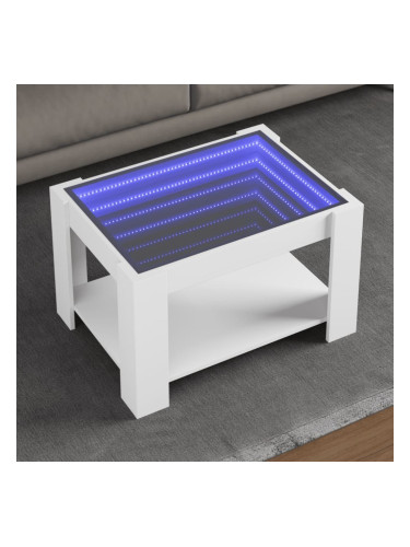Sonata H Маса за кафе с LED, бяла, 73x53x45 см, инженерно дърво