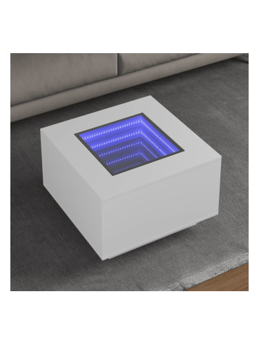 Sonata H Маса за кафе с LED, бяла, 60x60x40 см, инженерно дърво
