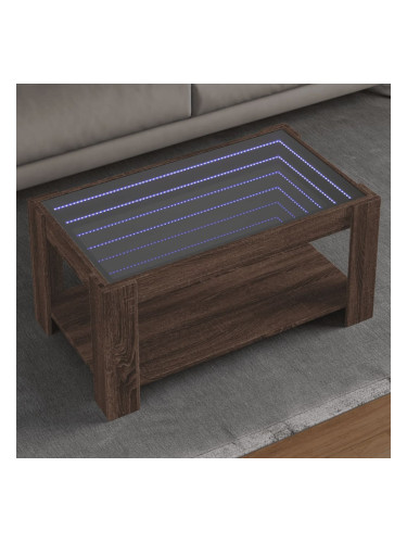 Sonata H Маса за кафе с LED, кафяв дъб, 93x53x45 см, инженерно дърво