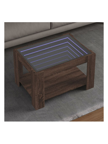 Sonata H Маса за кафе с LED, кафяв дъб, 73x53x45 см, инженерно дърво