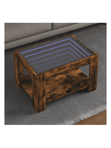 Sonata H Маса за кафе с LED, опушен дъб, 73x53x45 см, инженерно дърво