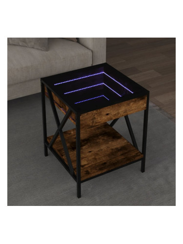 Sonata H Маса за кафе с Infinity LED, опушен дъб, 40x40x49 см