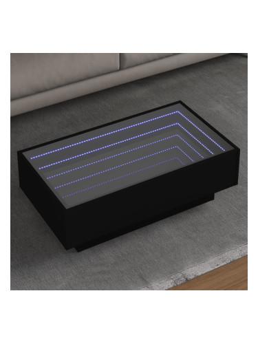 Sonata H Маса за кафе с LED, черна, 90x50x30 см, инженерно дърво