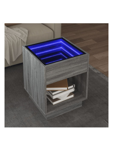 Sonata H Маса за кафе с Infinity LED, сив сонома, 40x40x50 см