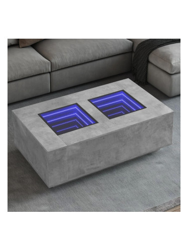 Sonata H Маса за кафе с Infinity LED, бетонно сив, 116x69x40 см