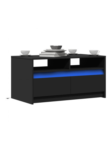 Sonata H Маса за кафе с LED осветление, черна, инженерно дърво