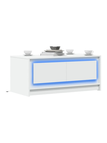 Sonata H Маса за кафе с LED осветление, бяла, инженерно дърво