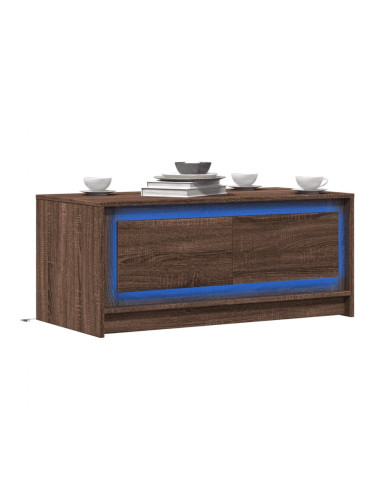 Sonata H Маса за кафе с LED осветление, кафяв дъб, инженерно дърво