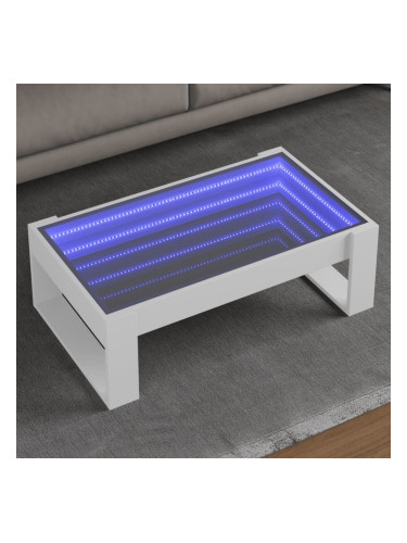 Sonata H Маса за кафе с Infinity LED бяла 90x53x30 см