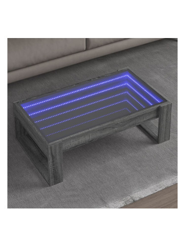 Sonata H Маса за кафе с Infinity LED, сив сонома, 90x53x30 см