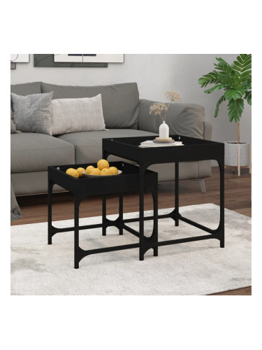 Sonata H Странични маси, 2 бр, черни, инженерно дърво