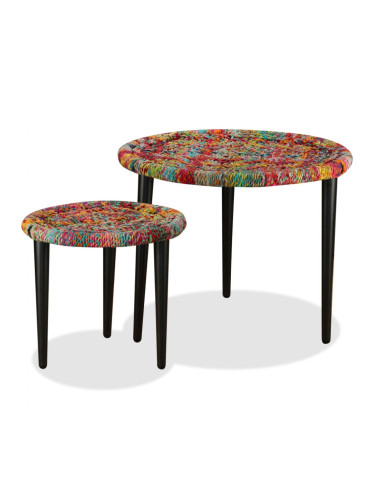 Sonata H Комплект кафе масички, 2 части, Chindi вълни, многоцветен