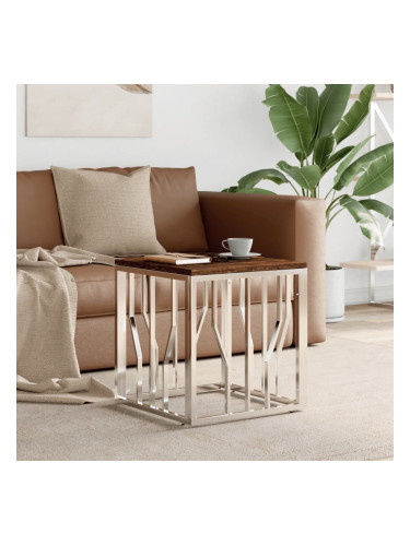 Sonata H Маса за кафе, неръждаема стомана и регенерирано дърво масив