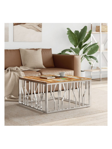 Sonata H Маса за кафе, неръждаема стомана и регенерирано дърво масив