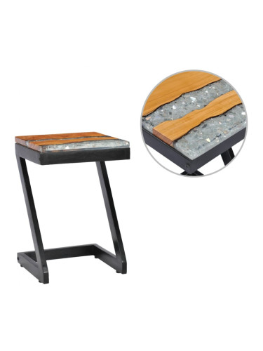 Sonata H Маса за кафе, 30x30x50 см, тиково дърво масив и полирезин