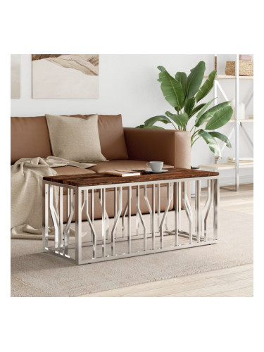 Sonata H Маса за кафе, неръждаема стомана и регенерирано дърво масив