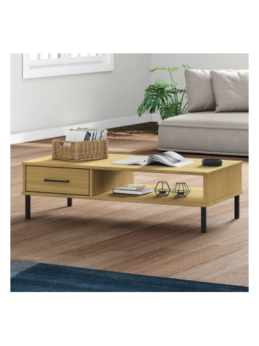 Sonata H Кафе маса с метални крака кафява бор масив OSLO