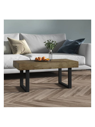 Sonata H Маса за кафе, тъмнокафяво и черно, 90x45x40 см, МДФ и желязо